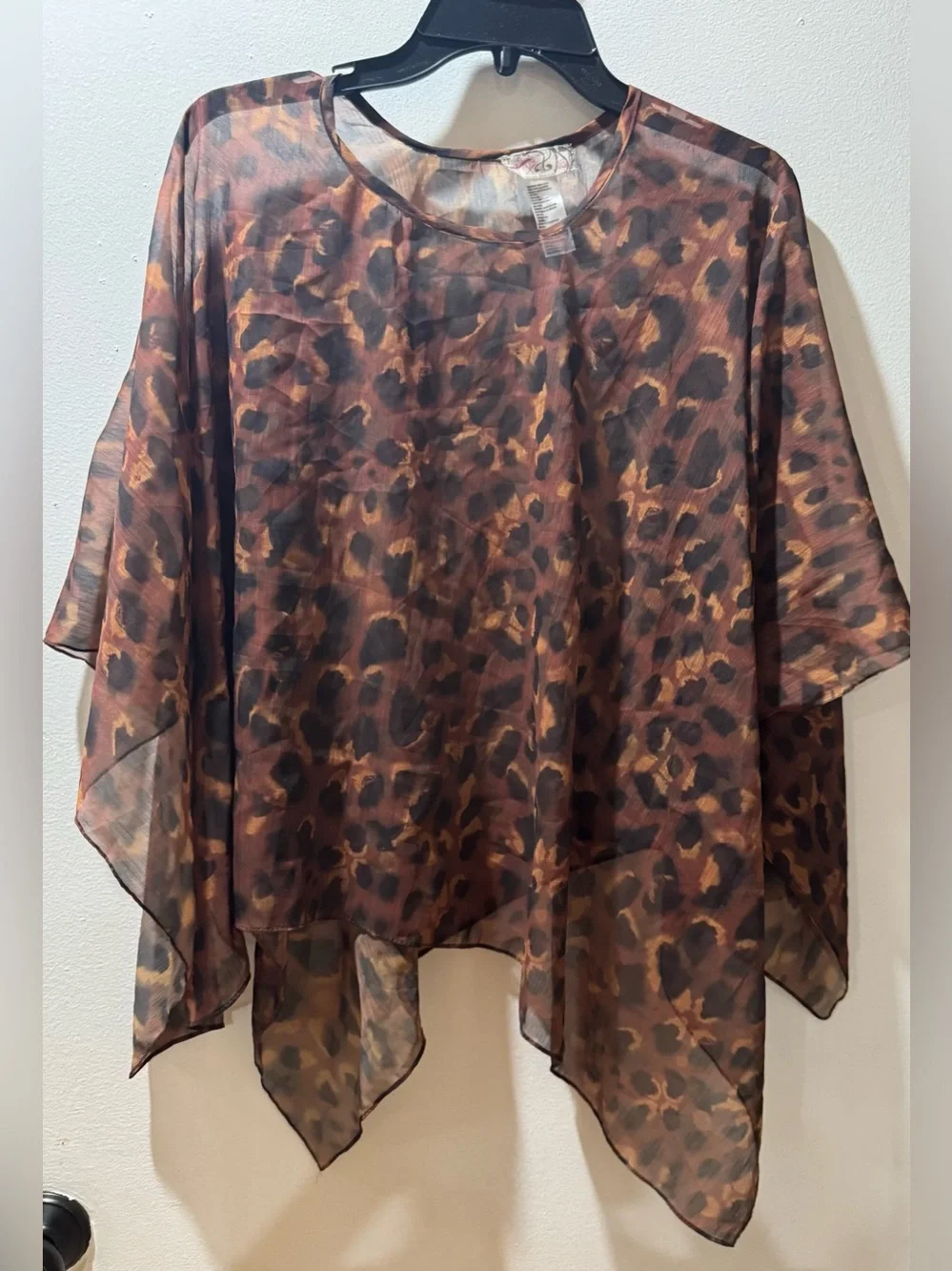 Free People Brown Leopard-Print Angel Wing Poncho Kimono